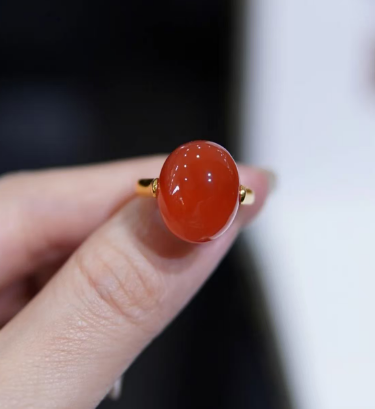 保山冰紅南紅戒環